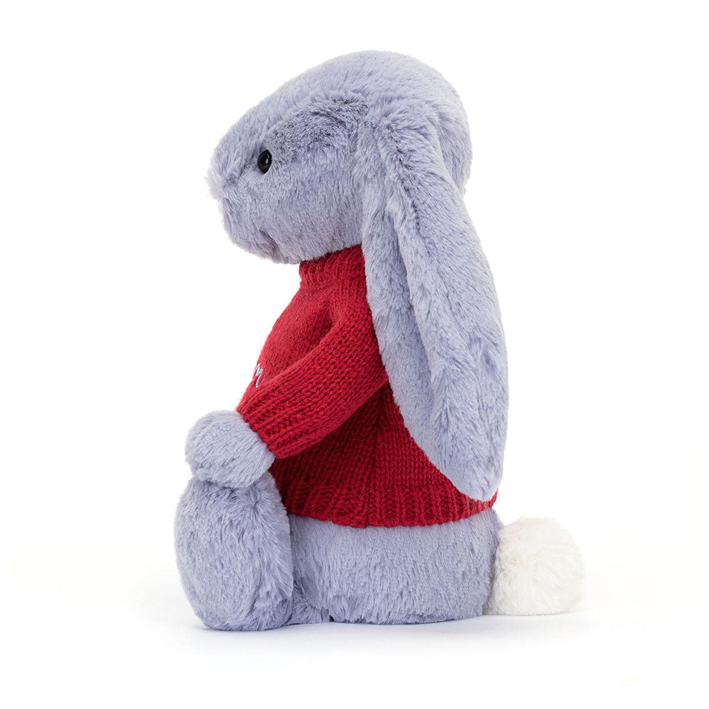Jellycat Bashful Viola Bunny with Personalized Red Jumper